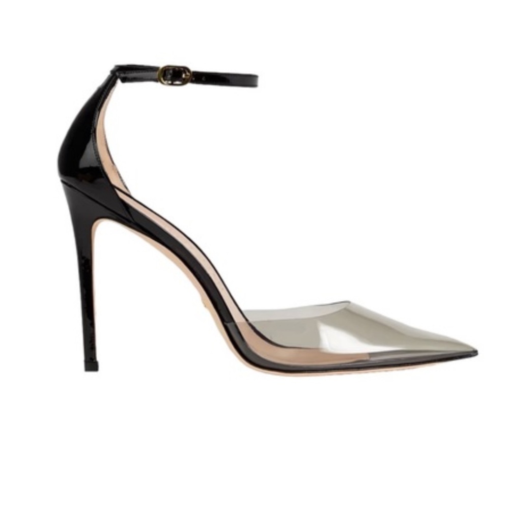 Stuart Weitzman PVC black leather ankle strap heel size 12. - Picture 7 of 14